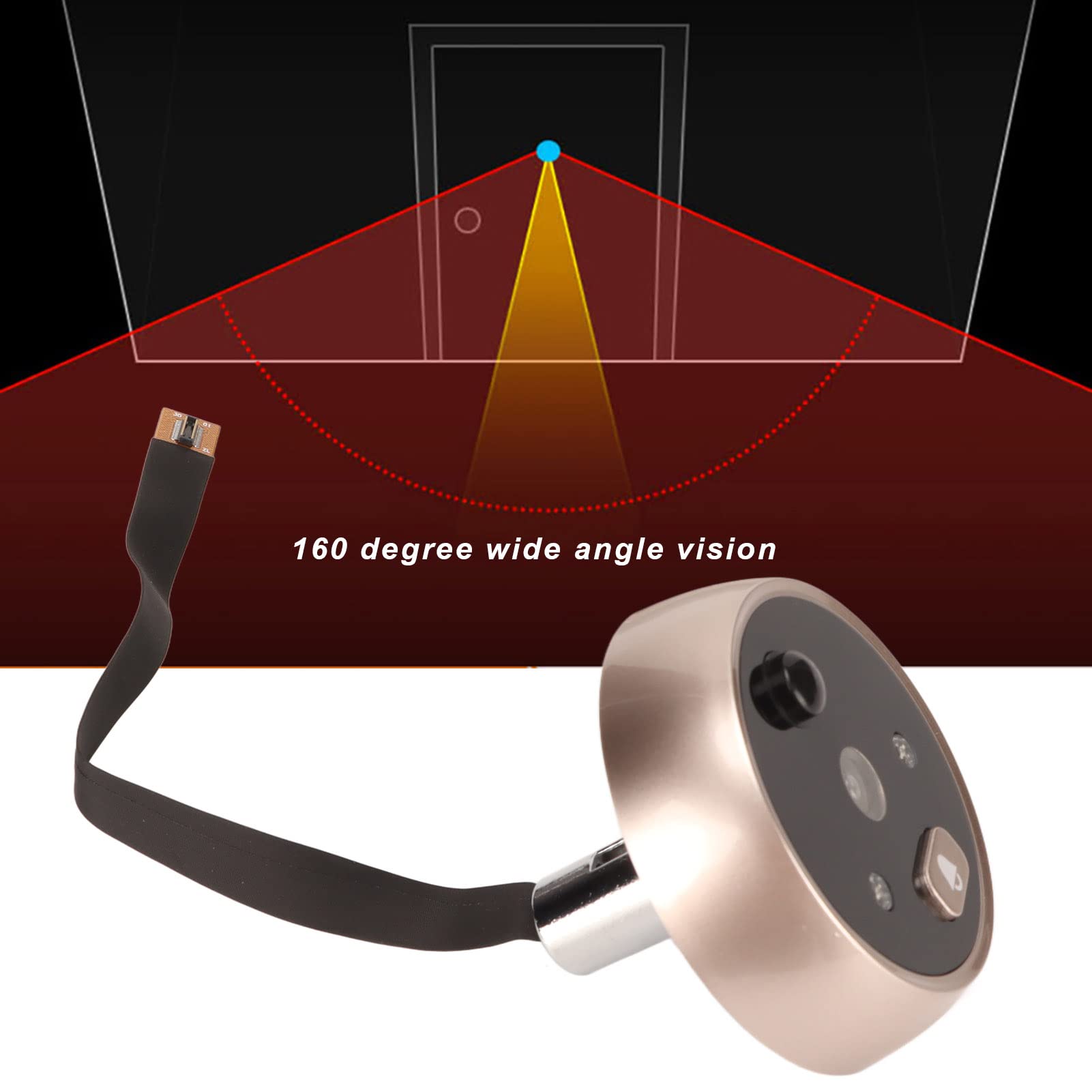 Intelligente Visuelle Türklingel, 2MP Video Türkamera, Digitaler Video Türklingel Türspion mit 3 Zoll HD 720P Bildschirm, PIR Bewegungserkennung, Menschlicher Körpersensor, 180 Tage Laufzeit