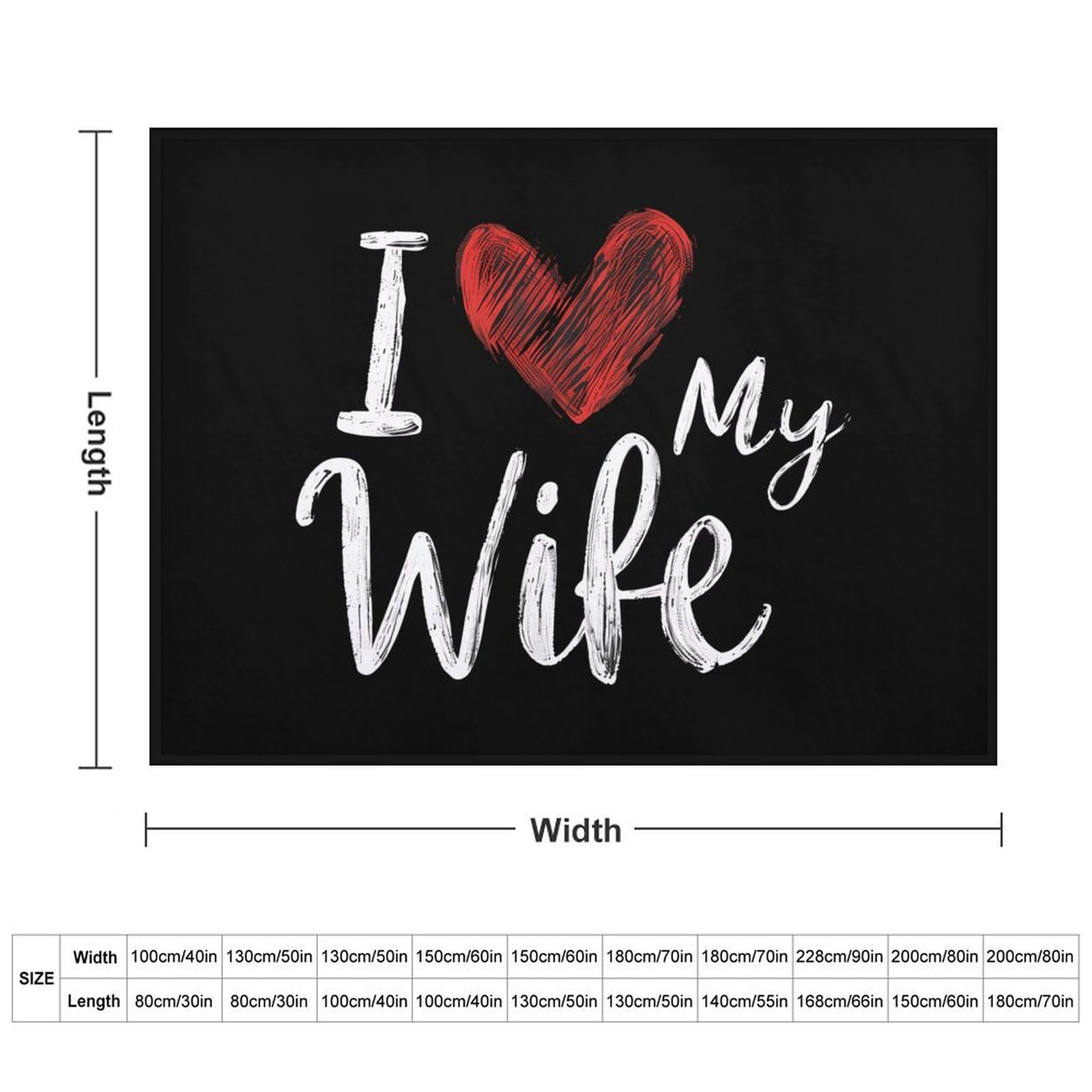 I Love My Wife Soft Flannel Blanket Throw Fashion Plush Blankets Lightweight Throws for Couch Bed 60