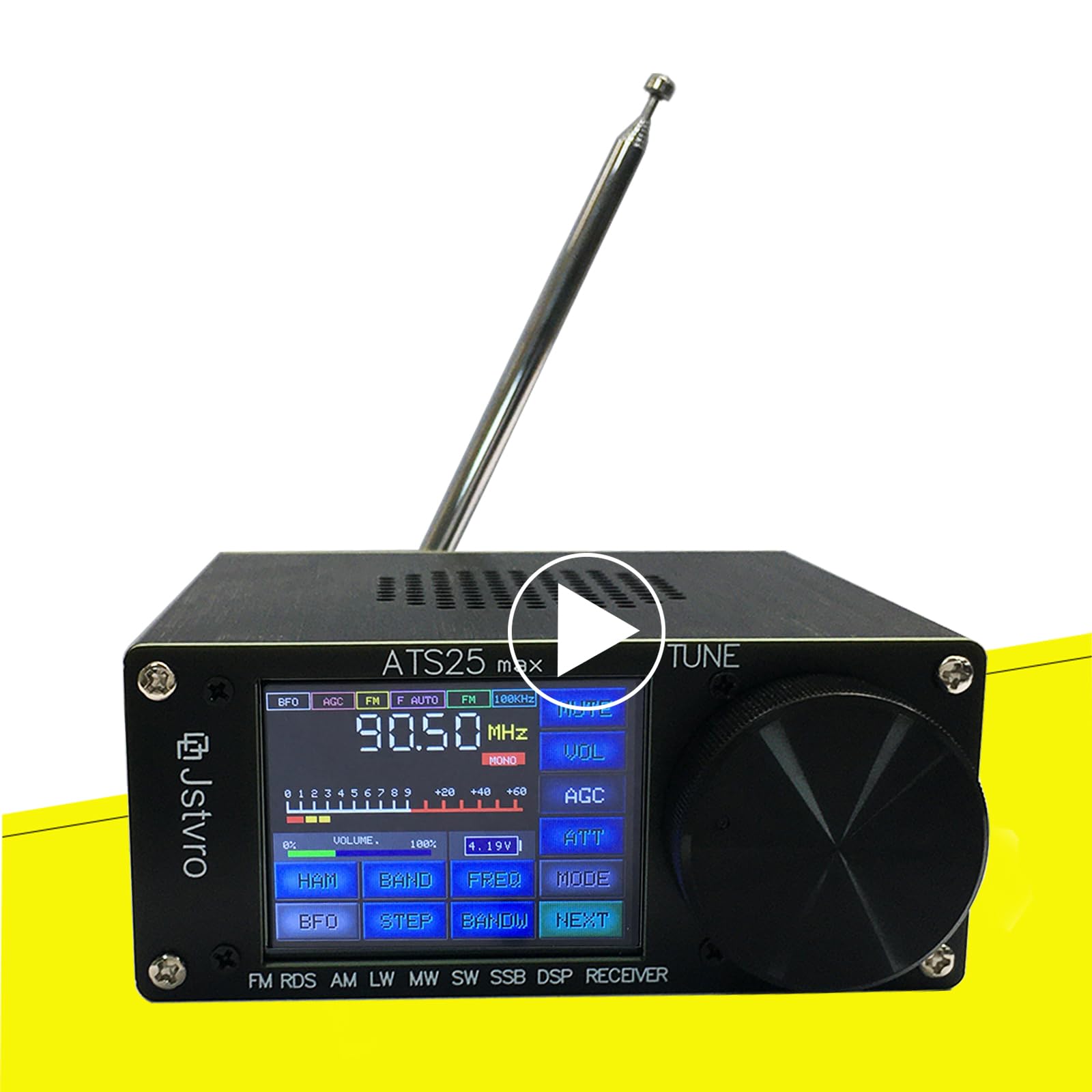 Upgraded ATS-25Max v5.2b All Full Bands SI4732 Receiver Portable 2.4 inch FM AM LSB USB LW SSB Shortwave Color Touching Screen Aluminum Alloy 3000Mah Battery Big Speaker Nice Sound