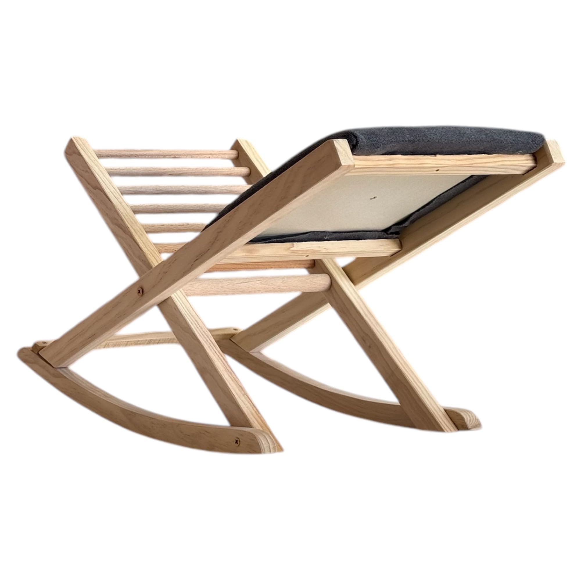 Sueña y Desacansa Reposapies Plegable Balancín de Madera de Pino y Fabricación Artesanal (Gris)