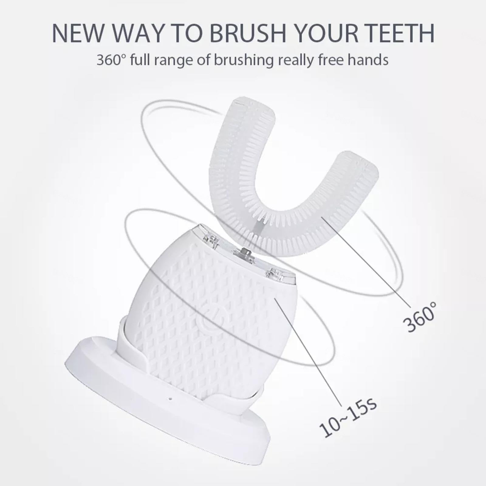 VIDECOR Cepillo de Dientes Sónico Automático en Forma de U Recargable, Cepillo de Dientes Eléctrico 360 para Adultos, Accesorios, Cepillo de Dientes de Limpieza Automática,