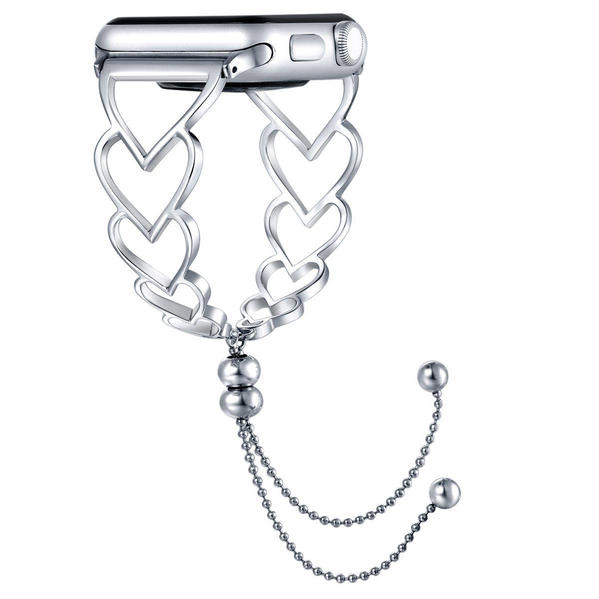 fastgo Bracelet Compatible with Apple Watch Band 38mm 40mm 41mm 42mm 44mm 45mm Women, Stainless Steel Jewelry Dressy Replacement Strap for Iwatch SE & Series 7 6 5 4 3 2 1 (Silver-42/44/45mm)