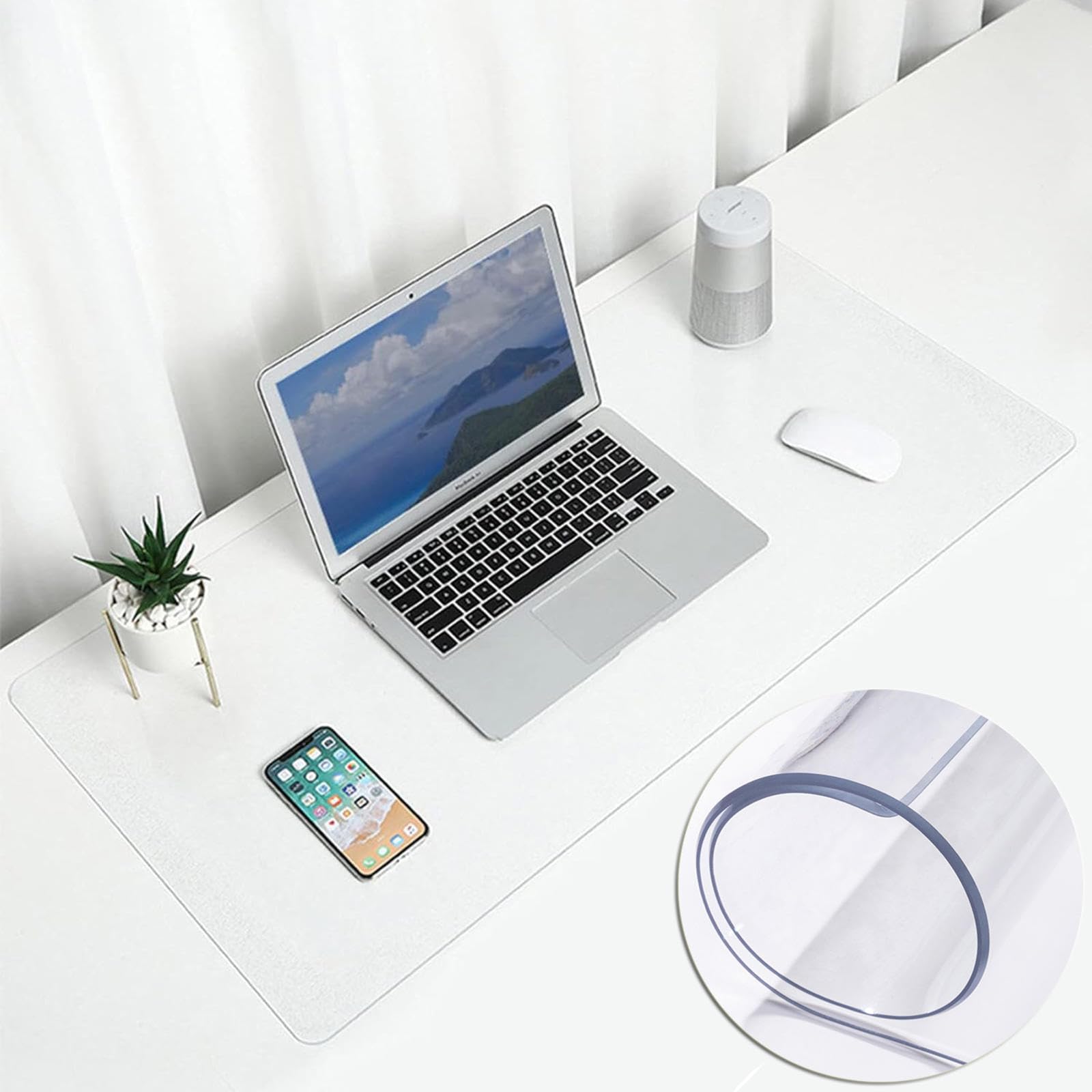 Tavolo Trasparente Protector Mat,Tovaglia di Plastica Rettangolare,PVC Cristallo Copri scrivania,Tappetini protettivi Antiscivolo Impermeabili,per scrivania, Ufficio,120 * 150cm/47.2 * 59in-T