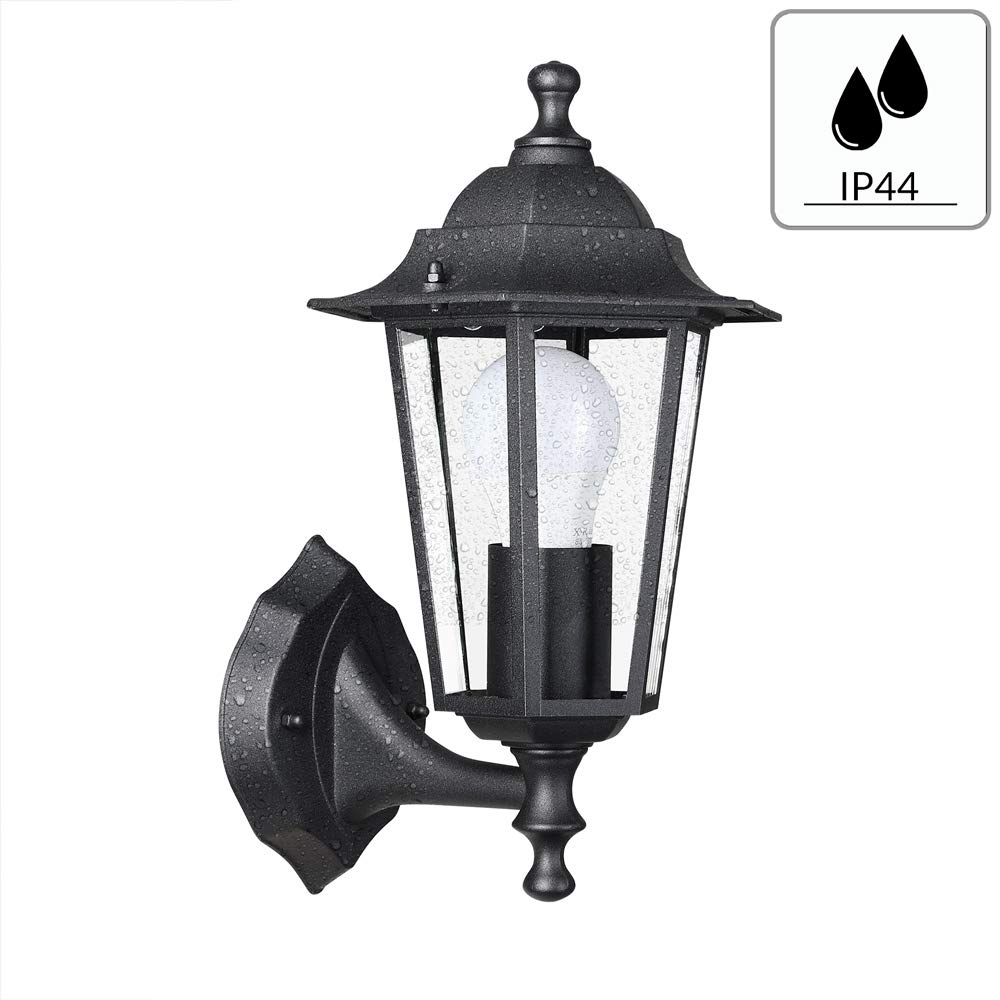 Monzana Farol de jardín Krysante color Antracita 60W Lámpara rústica de Pared 375x200x225mm Resistente Patio terraza