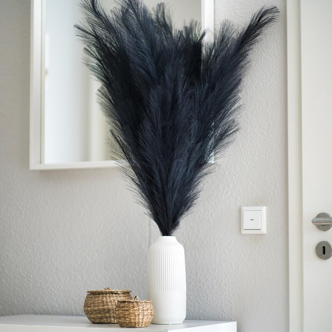 Herbe de la pampa artificielle, 100 cm de long, texture moelleuse et douce, grande herbe de la pampa en châtain, décoration facile d'entretien et durable – Convient pour tous les vases et styles
