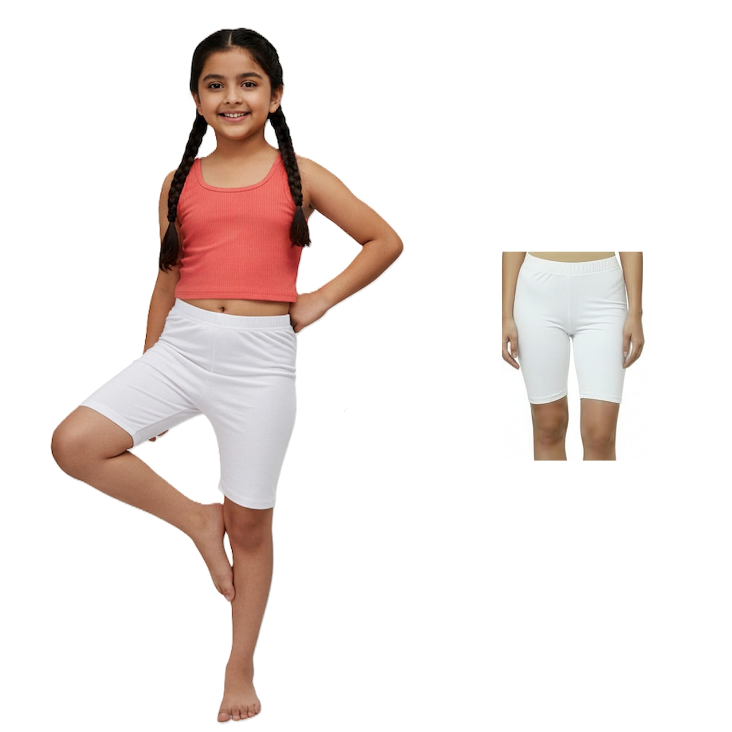 Girls Inner Shorts (Pack of 1) for School Uniform, Playing & Everyday Wear | Above Knee Length | Soft & Stretchy Cotton-picture-19