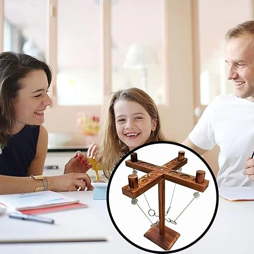 Miniatura 6 de Juego de lanzamiento de anillos para lanzar anillos, juego de lanzamiento de gancho de madera con escalera de tiro para fiestas al aire libre hecho