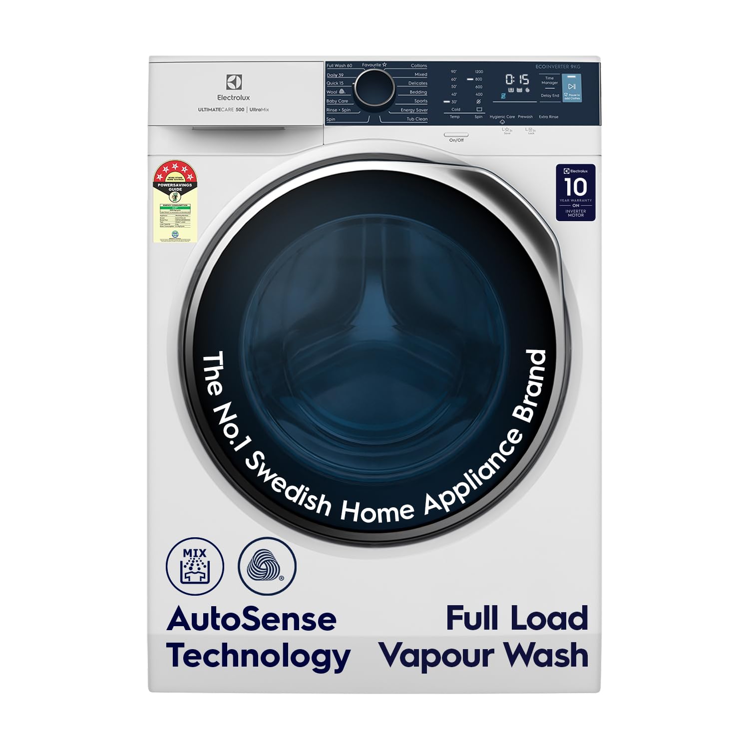 Electrolux 9kg 5 Star Fully Automatic Front Load Washing Machine with UltraMix, Full Load Vapour Wash for Sustainable Clothing, Hygienic Care, EcoInverter, White, UltimateCare 500, EWF9024R5WB-image-46