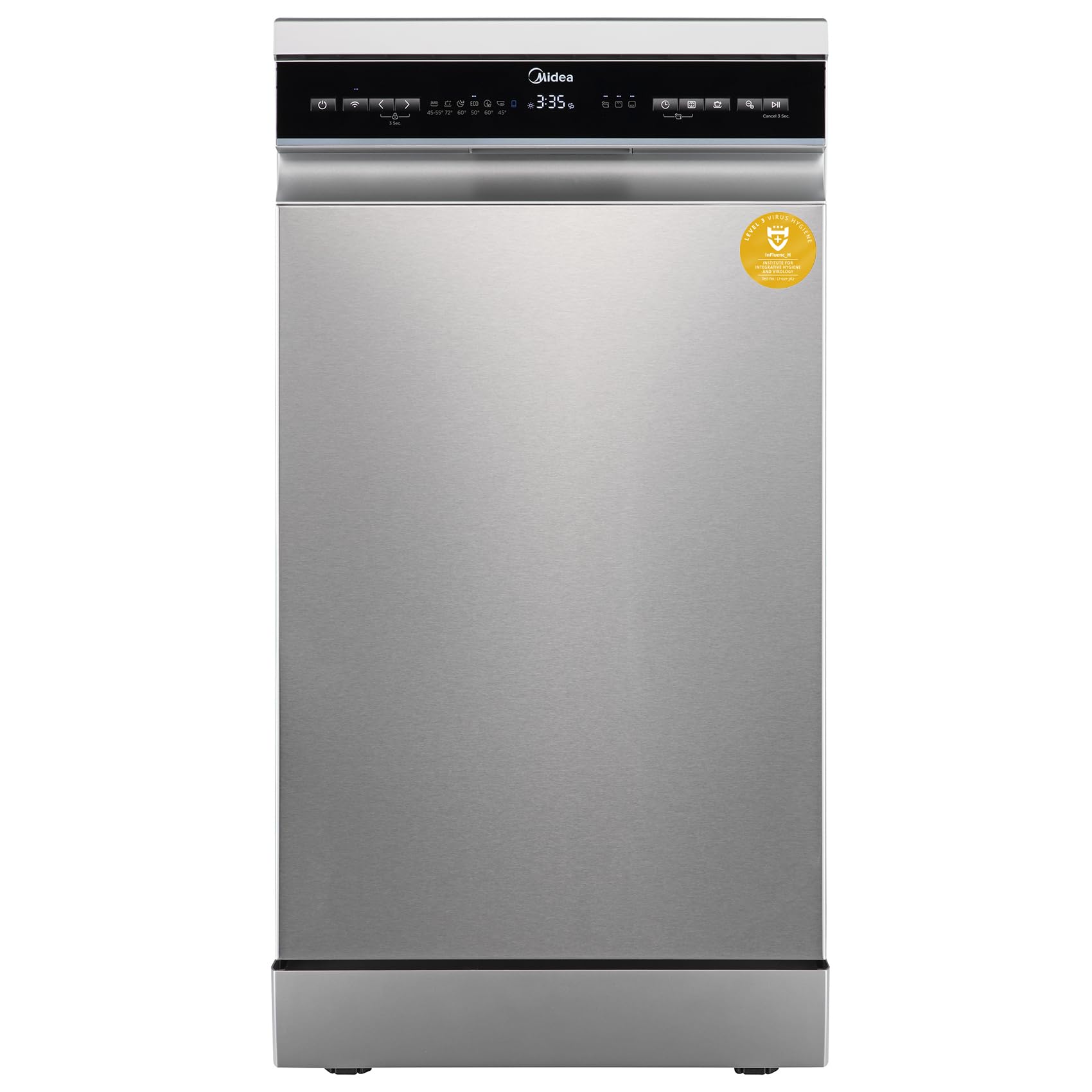 Midea Geschirrspüler Freistehend 45 cm 10 Maßgedecke MDWEF1034DSS-WE Aqua-Stopp Silber Energieklasse C