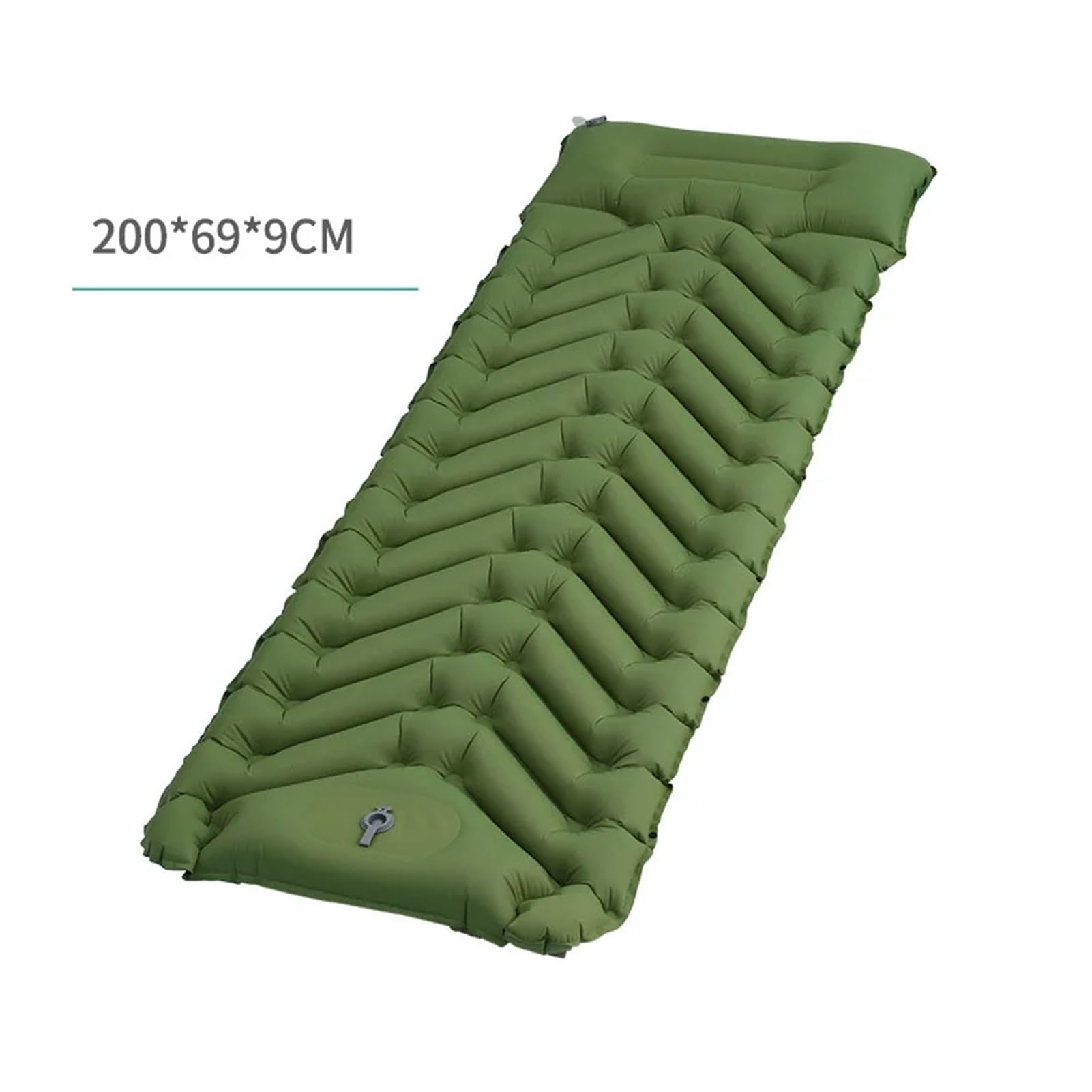 Kempingowy materac dmuchany, 200 x 69 x 9 cm, pojedynczy super dmuchany, samopompowany, na kemping, piknik, ultralekki, fotel turystyczny, plaża, morze, łóżko do spania (oliwkowo-zielony)