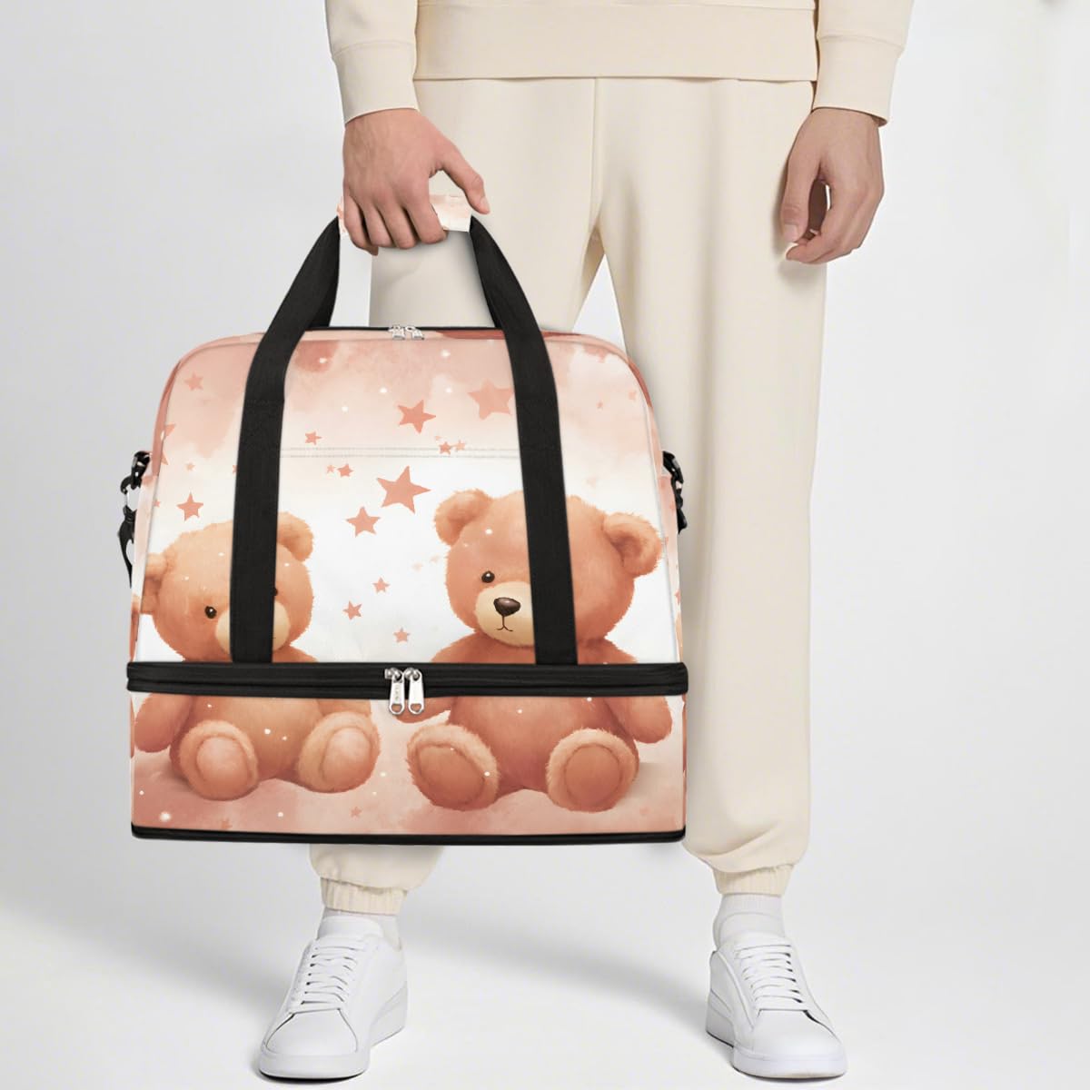 Borsone da viaggio pieghevole da viaggio con scomparto per scarpe, borsa da viaggio con scomparto per scarpe, borsa da weekend di grande capacità, borsa da viaggio per sport, viaggi notturni