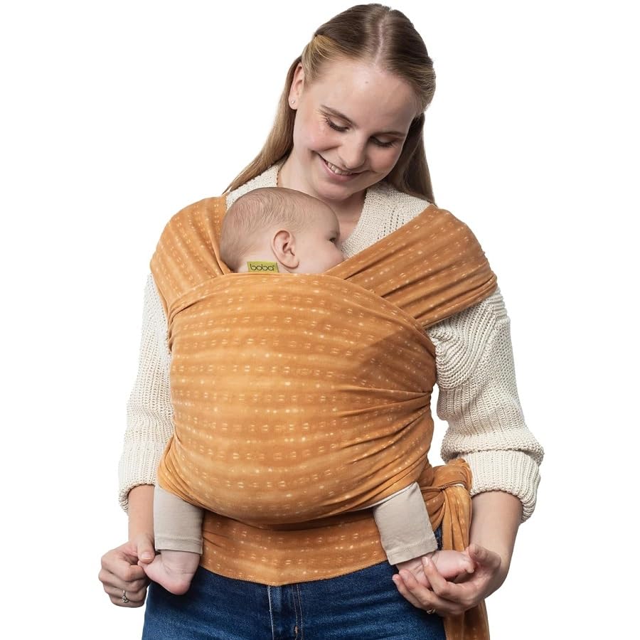 Image of Boba Baby Wrap Carrier - Original Baby Sling Carrier for Newborns (7-35 lbs), Soft, Secure, Hands-Free & Ergonomic, Ideal for Comfortable Bonding, New Parents (Serenity Cork)
