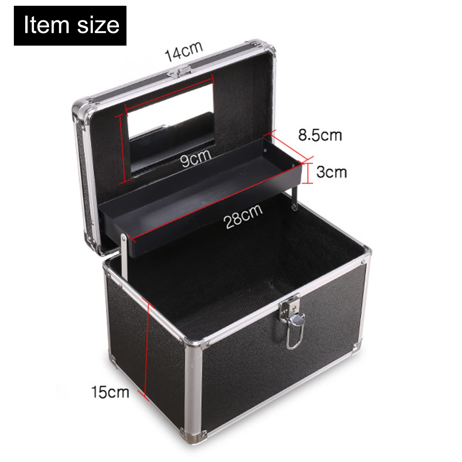 Scatola organizer per cosmetici con specchio, portatile, per trucchi, con serratura, professionale, per gioielli, pennelli e prodotti per la cura della pelle, da viaggio, rosa, Portatile professionale