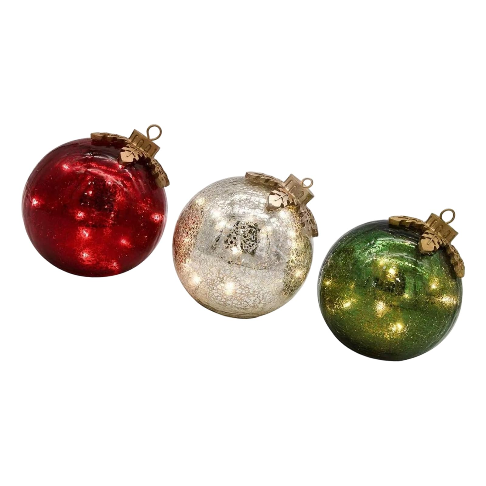 Kalttoy Festival Glass Christmas Decorations Battery Powered LED Illuminated Ornament Ball for Tabletop Party Decoration LED Christmas Ball Lights