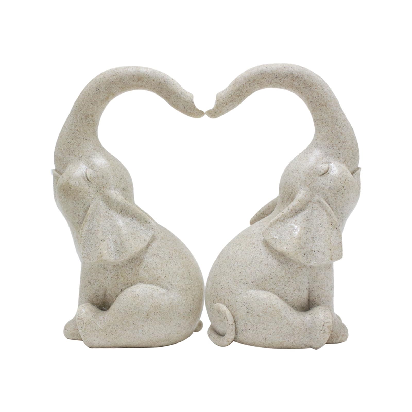 YROHGKPN 2Pieces Love Elephant Figurines Statue Resin Sculptures for Indoor and Outdoor Decors Romantical Anniversary Gifting Garden Decors Sculpture