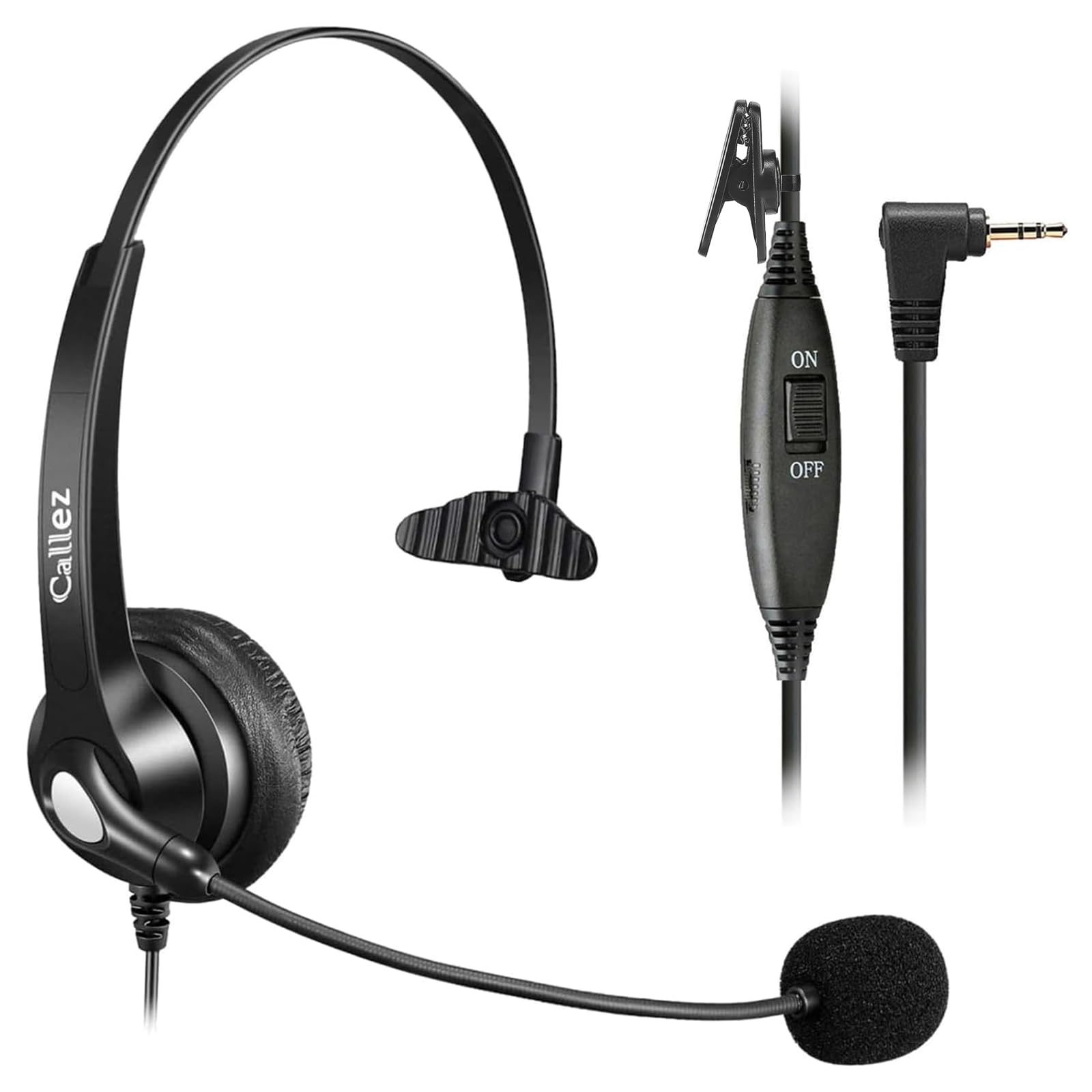 Callez 2,5 mm bezprzewodowy zestaw słuchawkowy do telefonu mono, zestaw słuchawkowy z mikrofonem z redukcją szumów do DECT Siemens Gigaset C430 C530 Panasonic Cisco Polycom Call Center Home Office