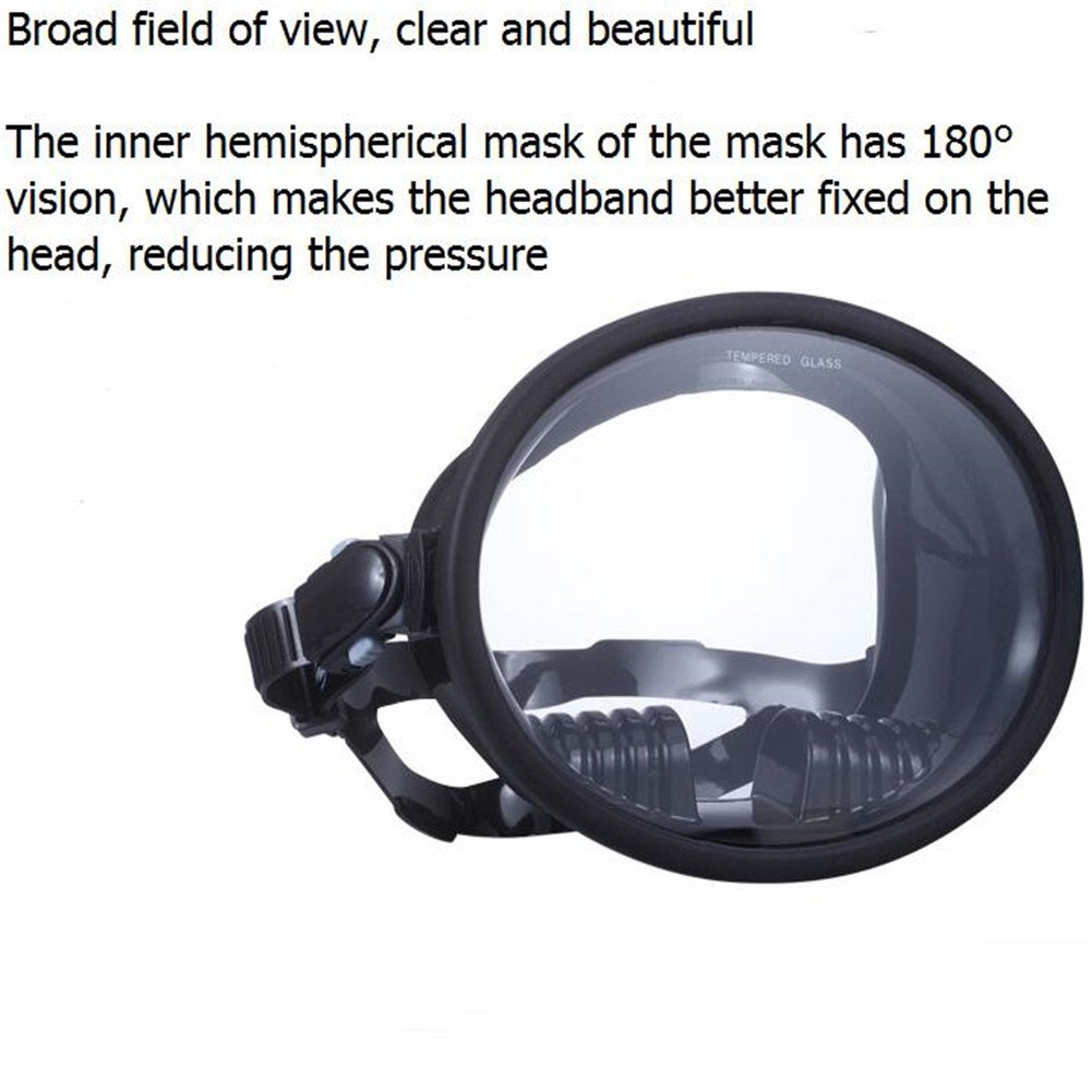 Maschera Subacquea per Snorkeling Impermeabile Antiappannamento, Ideale per la Pesca Subacquea e la Vista Fish-eye, Ideale per le Avventure Subacquee (Nero)