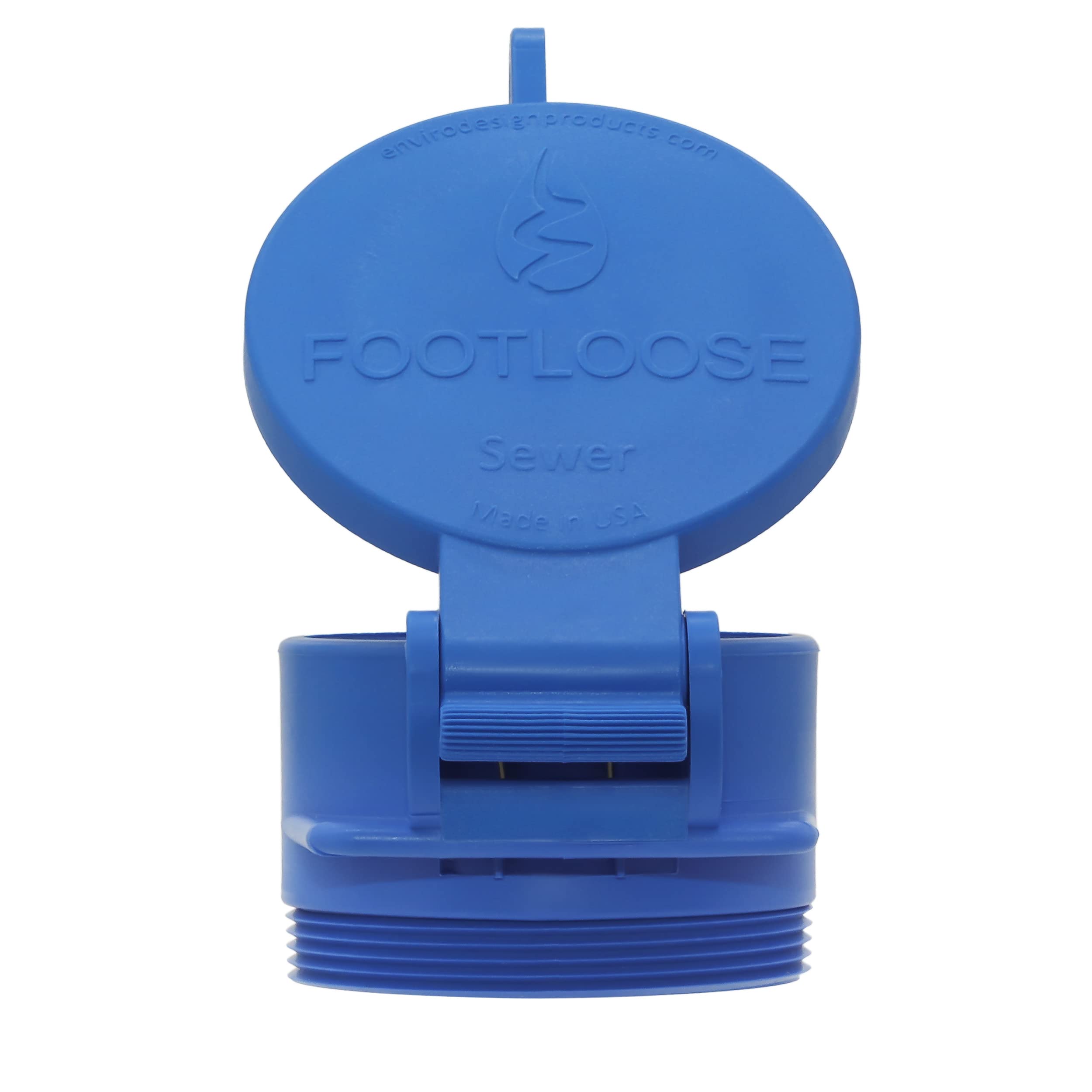 Footloose - Tappo filettato per fognatura camper da 10,2 cm, per collare in PVC filettato da 10,2 cm, per campeggio, camper e stazioni di scarico, funzionamento a piedi, inodore