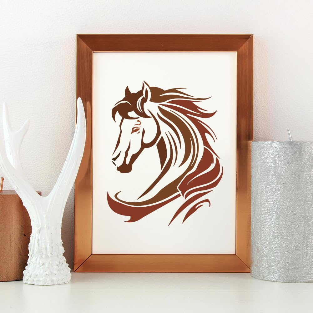 FINGERINSPIRE Horse Head Painting Stencil 21x29.7cm Reusable Line Horse Drawing Template Rectangle Head of Horse Stencil for Painting Large Animal Theme Template for Home Wall Furniture Decor - Image 4