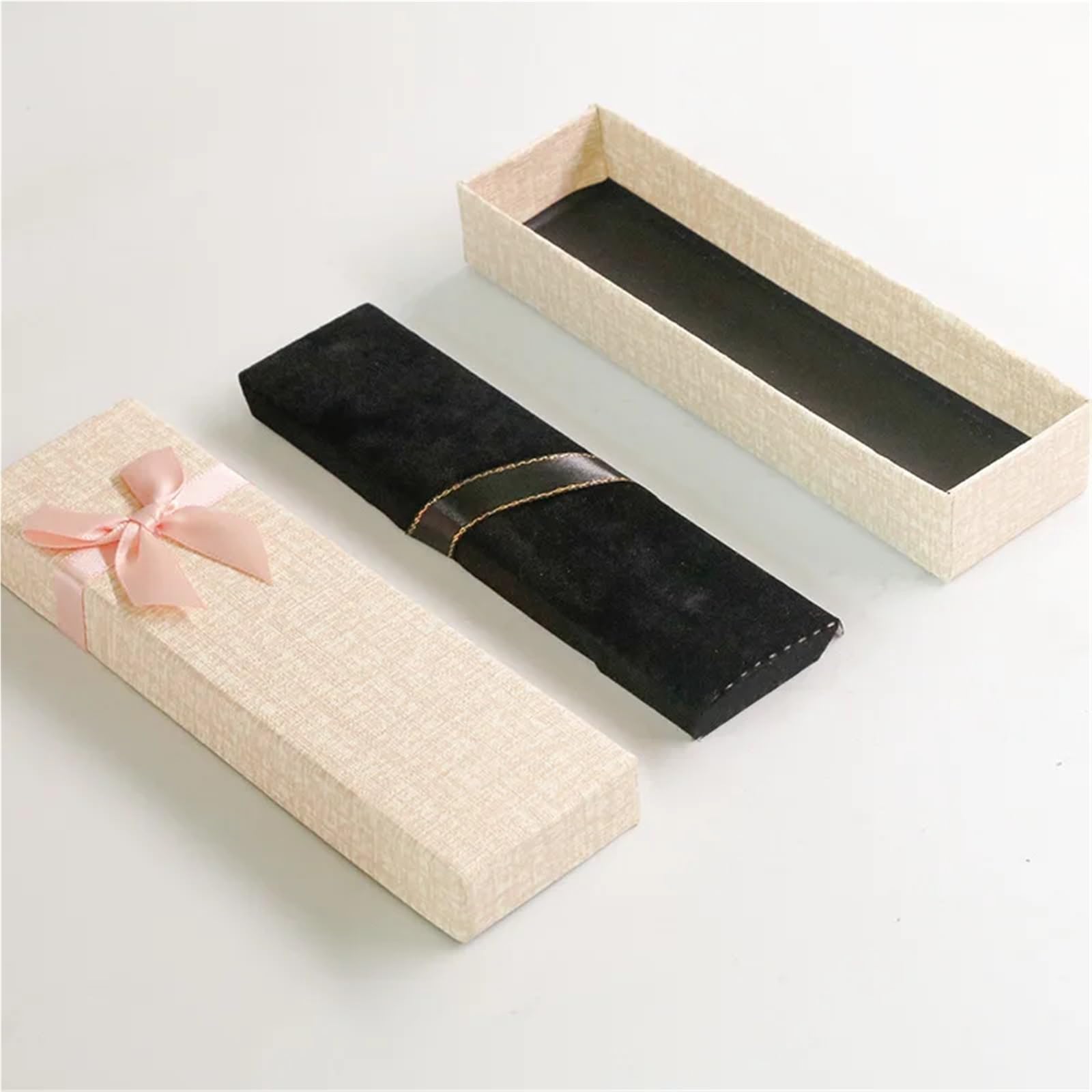 Scatola Regalo Per Gioielli Rettangolo lungo da 30 pezzi for penna, collana, portagioie, scatola di carta dura, scatola di carta con fiocco, scatola di imballaggio carina, regalo di fidanzamento Scato
