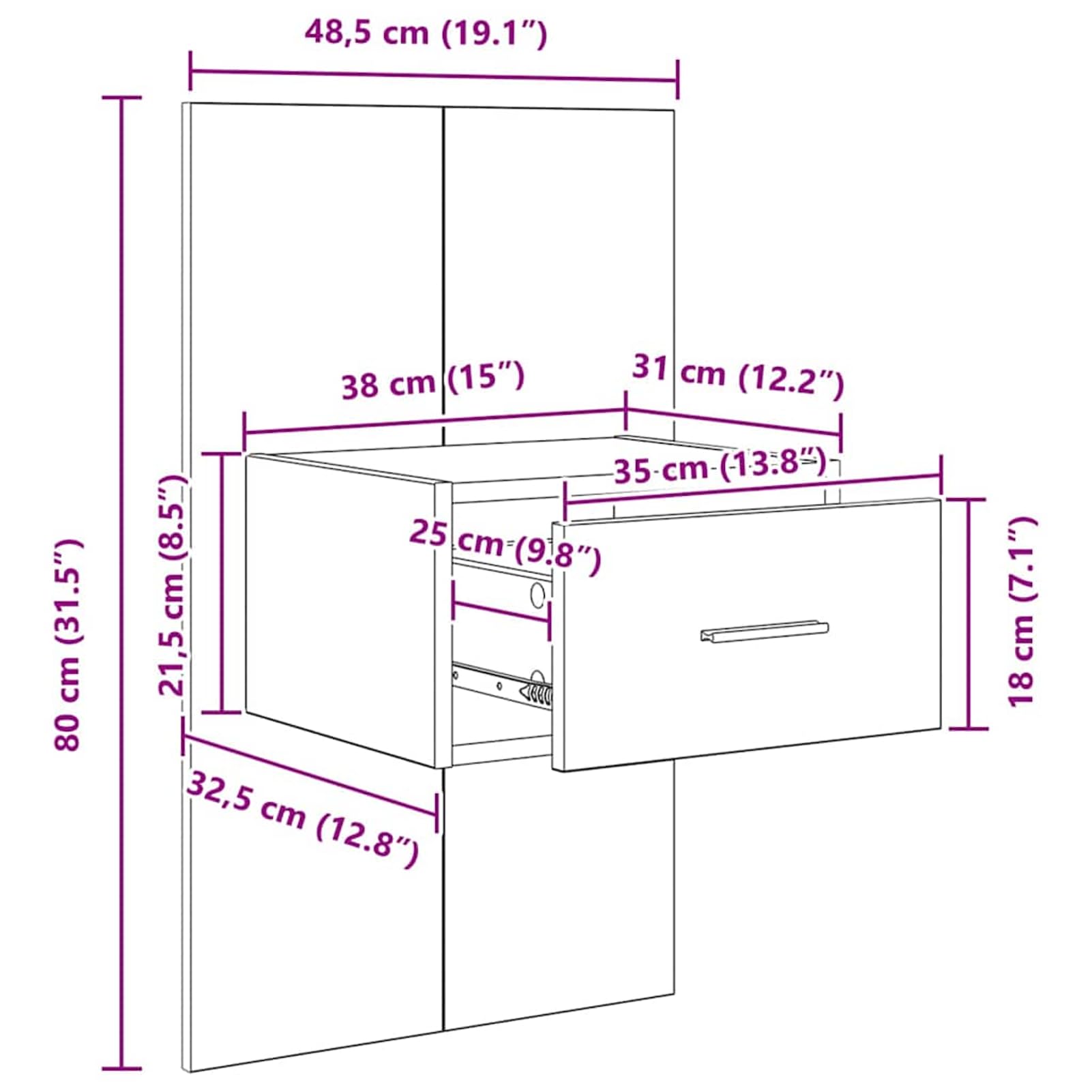 Nachttisch 2 pcs Altholz 50 x 32,5 x 80cm Holzwerkstoff,Einfache Montage & wischreinige Oberfläche,stabil & feuchtigkeitsbeständig – ideal für Schlafzimmer & Moderne Wohnzimmer