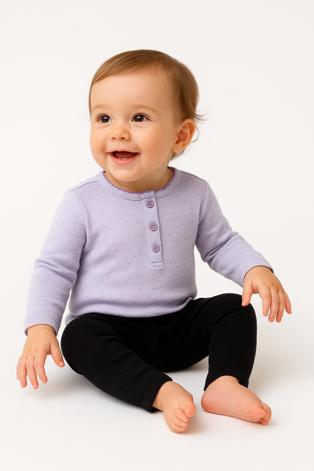 TuddyBuddy Baby Girl's Top (Peach, Purple & Teal_3-6 Months) 3