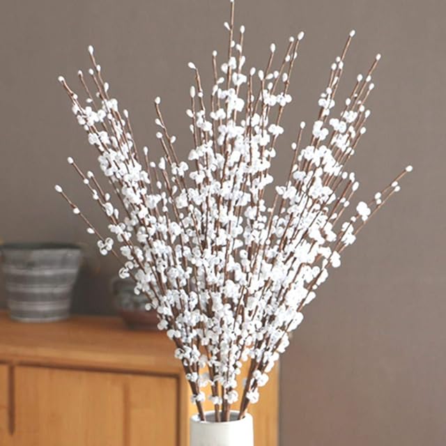 6Pcs 29.5'' Long Stem Artificial Jasmine Flowers Tall Fake Flower Bouquet Faux Jasmine Plants for Hotel Home Office Kitchen Bedroom Wedding Party DIY DecorWhite