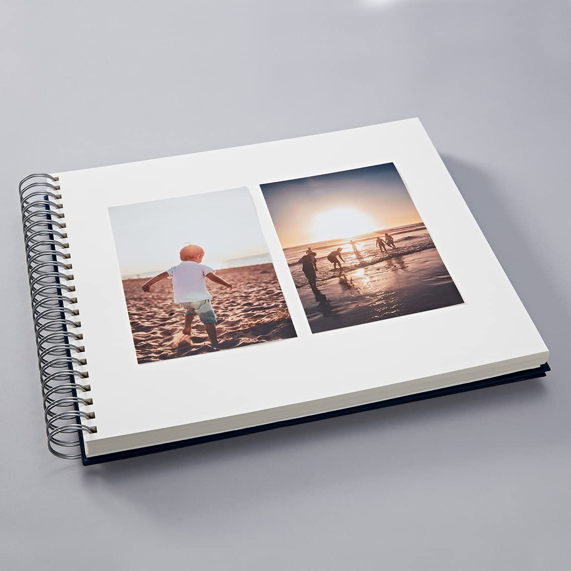 Semikolon 352994 Album à spirales Maxi Mucho - 34,5 x 30 cm - Album photo, 90 pages blanc crème, livre photo, bleu marine