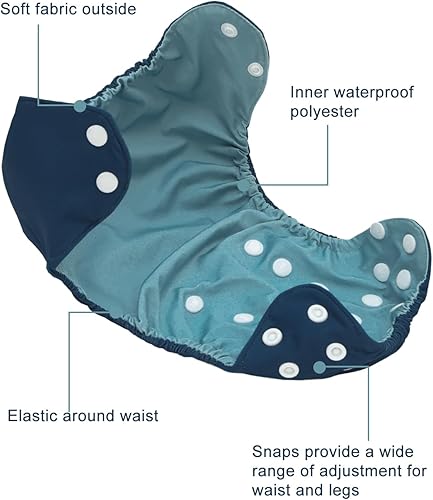 Miniatura 3 de babygoal Funda de tela para bebés preplegados, planos o pañales ajustados, ajustable, reutilizable, impermeable