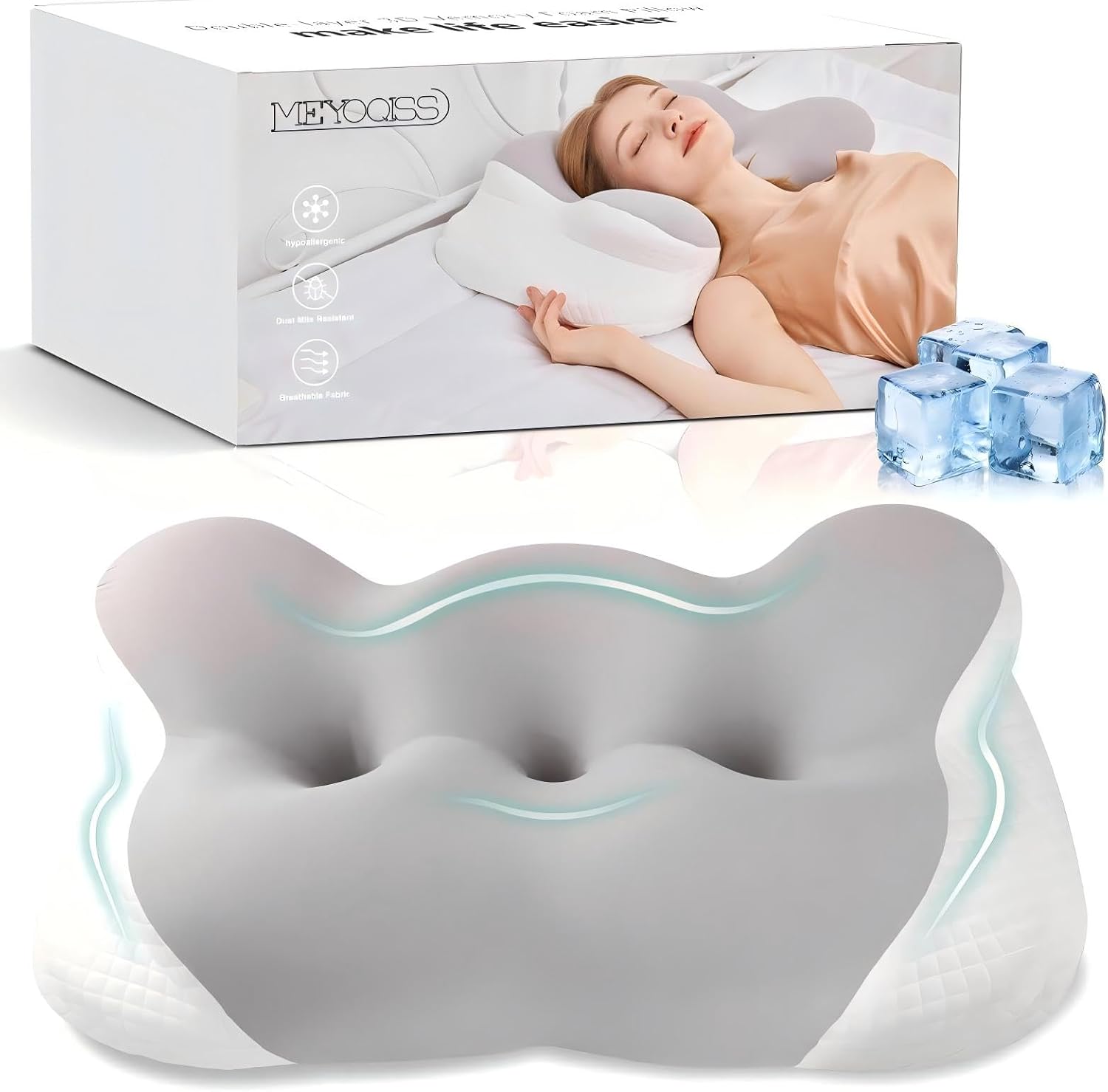 Neck Pillow for Sleeping, Cervical Neck Support Pillow for Neck and Shoulder Pain Relief, Memory Foam Side Sleeper Pillows for Adults, Ergonomic Contour Neck Pillow for Side Back Stomach Sleeper