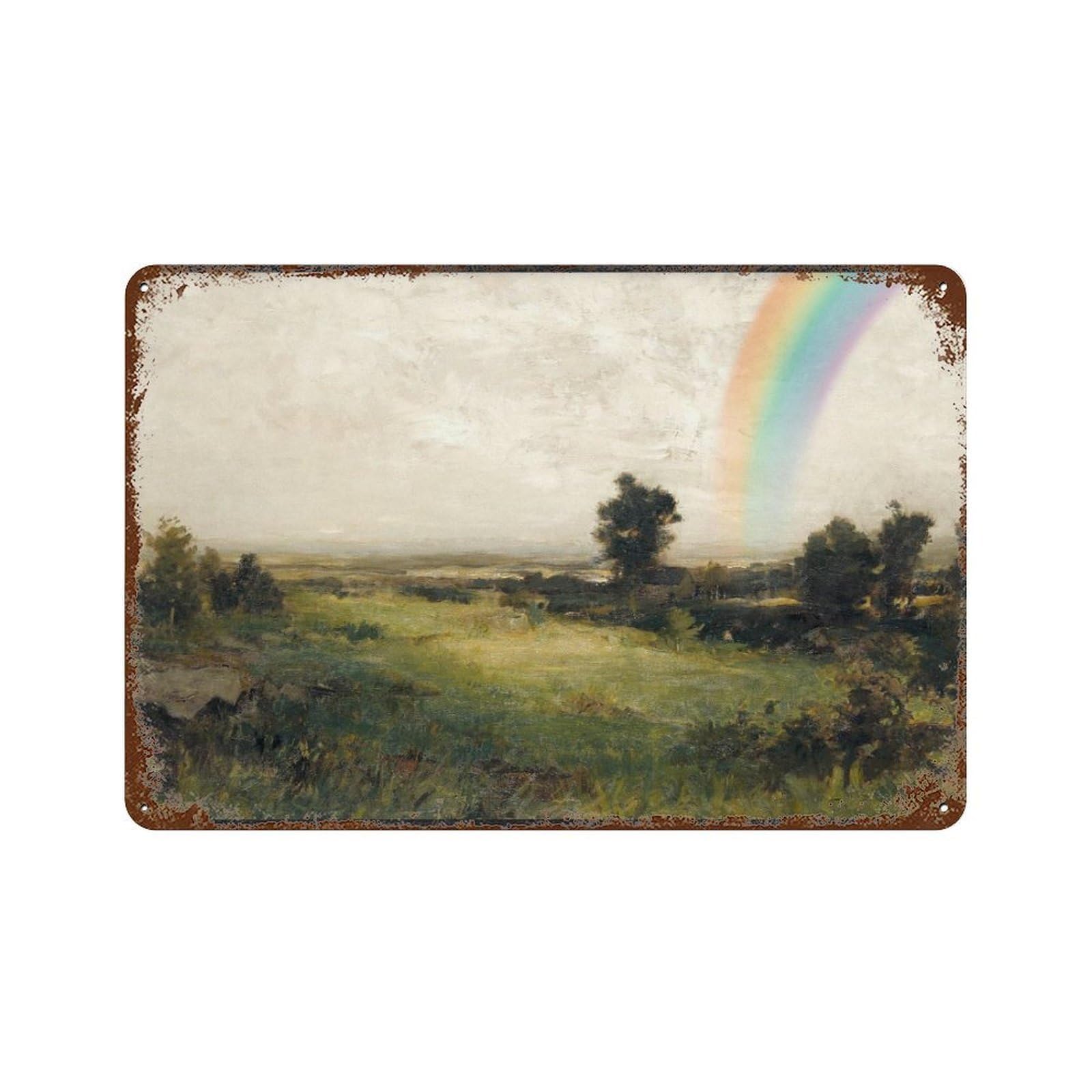 xiaoxiaoshen Patricks Day Rainbow Vintage Landscape Wall Decor Art Metal Tin Poster Modern Home Decor Art Home Bar Shop Decorations Vintage Sign 20x30cm