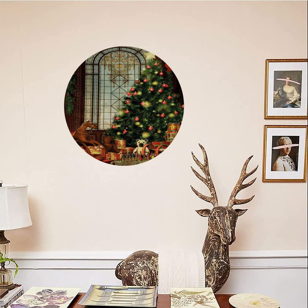 Ceramic Plates, Christmas Decorative Ceramic Plates, Magical Xmas Tree, 6 Inch, for Dining, Parties, Wedding, Brown Red Green