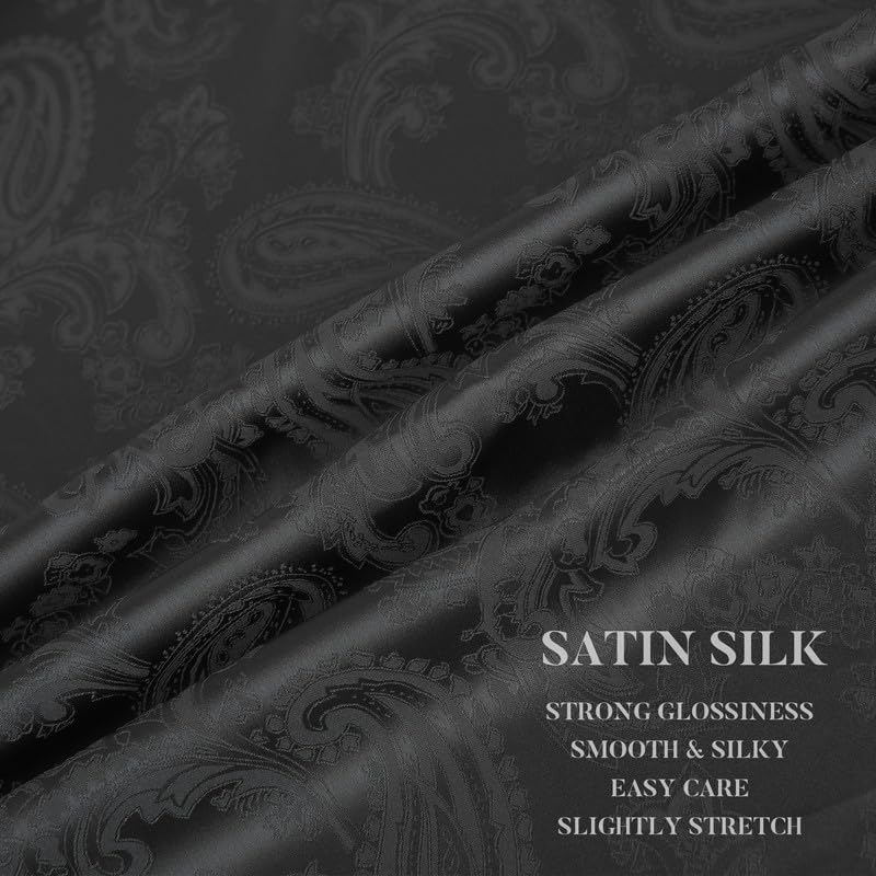 Damipow Satin Silk Mens Dress Shirts Long Sleeve Button Up Shirt Wedding Party Prom Shirt3