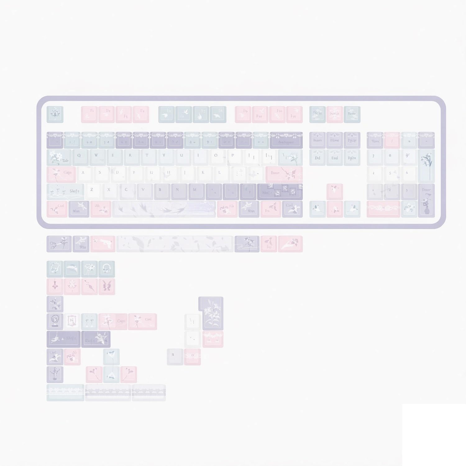 140+ Key Lily Fantasy Poem keycaps a tema, altezza originale