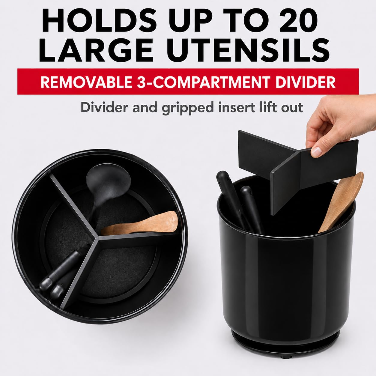 Rotating Utensil Holder - Large, Sturdy & Dishwasher Safe -3