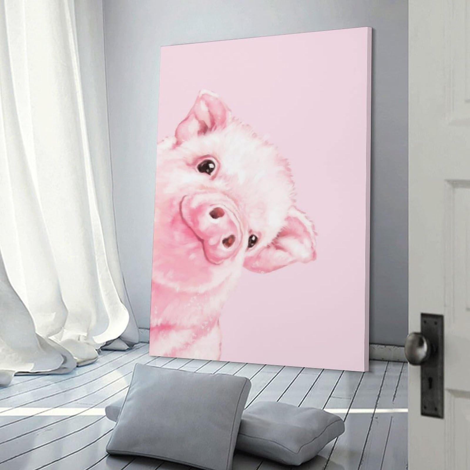 Amazon.co.jp: 絵画 かわいいピンクの豚インテリア 絵画 かわいい
