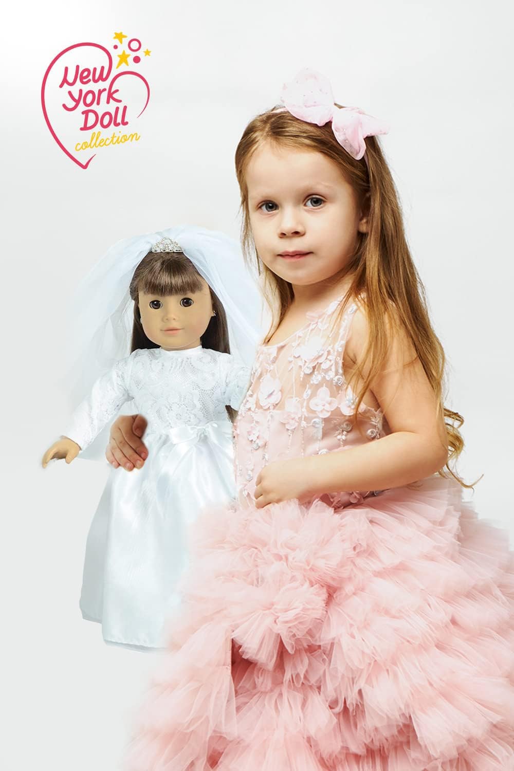 The New York Doll Collection Wedding Gown and Veil with Tiara for 18 inch Dolls