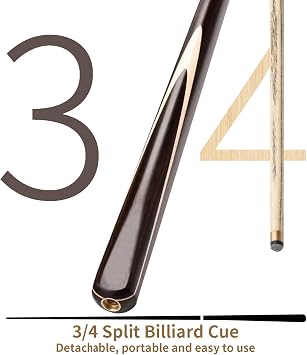 Handmade Wooden 3/4 Joint Pool Cue, 57 19oz Dark Red Sandalwood and Maple Wood Billiard Cue with 10mm Tip, Extension Rod, Cue Case and Accessories, Complete Snooker Cue Set