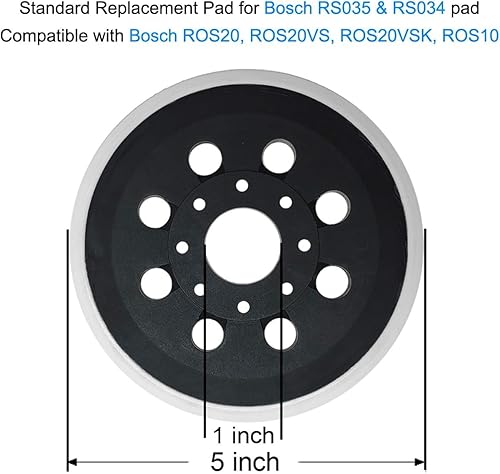 Miniatura 2 de Paquete de 2 almohadillas de lija de 5 pulgadas con 8 agujeros de gancho y bucle para lijadora orbital aleatoria de 5" Bosch ROS20VS, ROS20VSC,