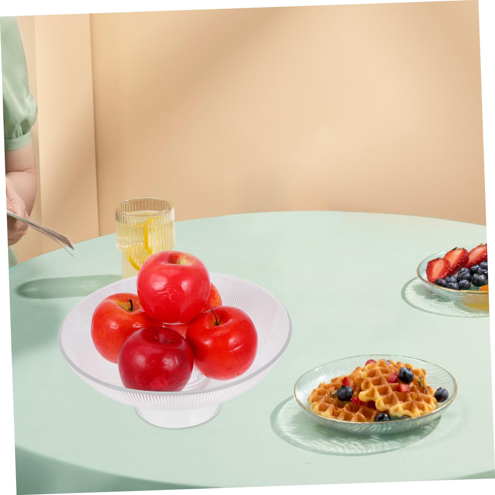 Dekorative Glas Obstschüssel mit Fuß, Große Servierschale