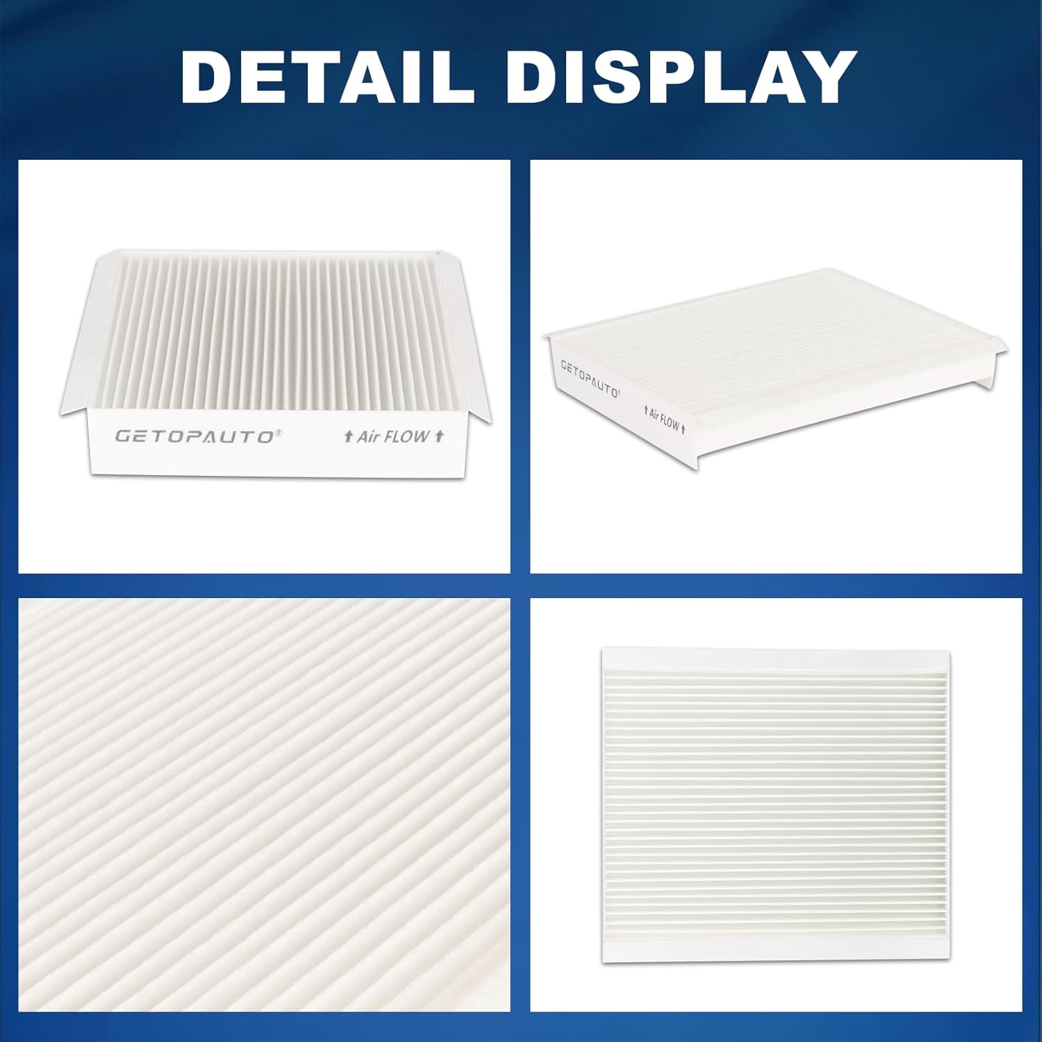 GETOPAUTO FP92 Cabin Air Filter Compatible with Ford F150 2015-2023, F250 F350 F450 F550 2017-2022, Ford Expedition 2018-2023 Lincoln Navigator Replaces FP79, FP92, FL3Z19N619A, WP10266 (Set of 4)