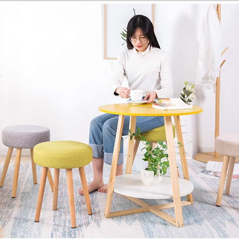 SBTXHJWCGLD Pouffes and Footstools Solid Wood Kitchen Stool Ascending Pedal Non-Slip Mat Flax, 3 Colors (Color : Beige, Size : 32X42CM)