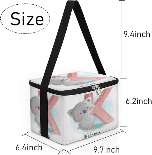 Miniatura 7 de Almuerzo aislado estilo koala con alfabeto para mujer, reutilizable, bolsa cuadrada de comida para adultos y hombres, lonchera para trabajo, viajes,