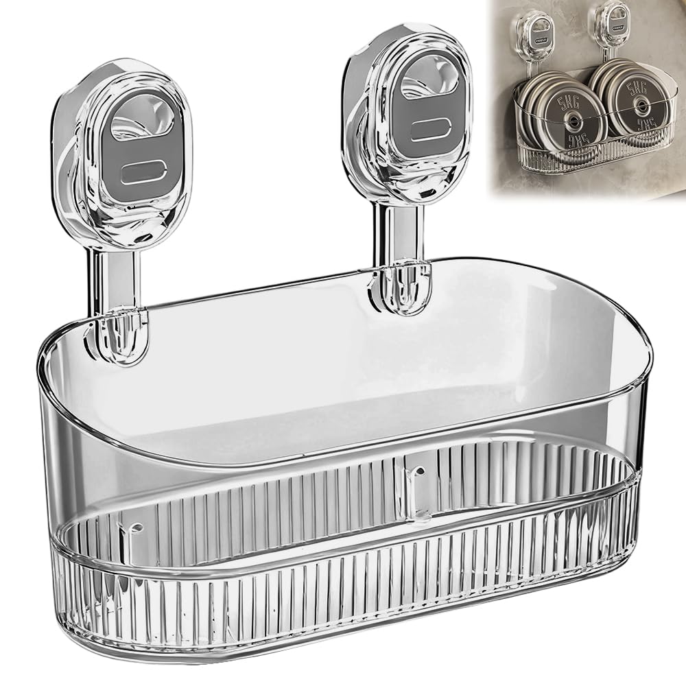 Étagère murale transparente Nizer grise sans perçage pour stopper le désordre en douche