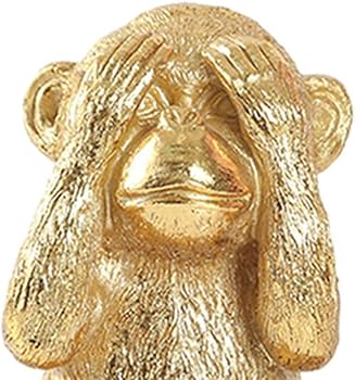 Amazon.co.jp: 賢明なモンキー像樹脂ゴールドモンキー装飾金猿