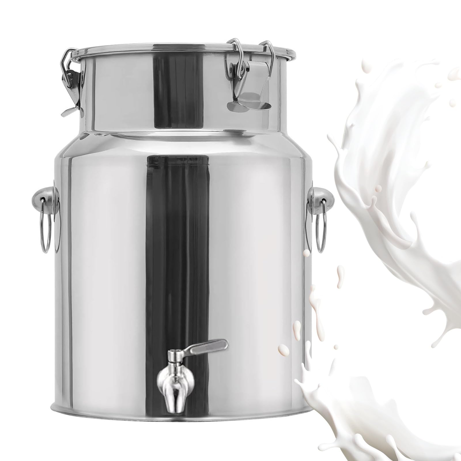 Heavy Du 304 inless Steel Milk Can & Beve Dozownik - 64 l / 40 l z hermetyczną pokrywką i czopem, przenośny płyn do wina, oleju, soków i nie tylko