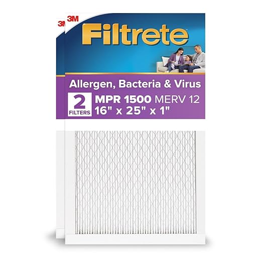 Filtrete 16x25x1 Air Filter MPR 1500 MERV 12, Healthy Living Ultra Allergen, 2-Pack (exact dimensions 15.69 x 24.69 x 0.78)