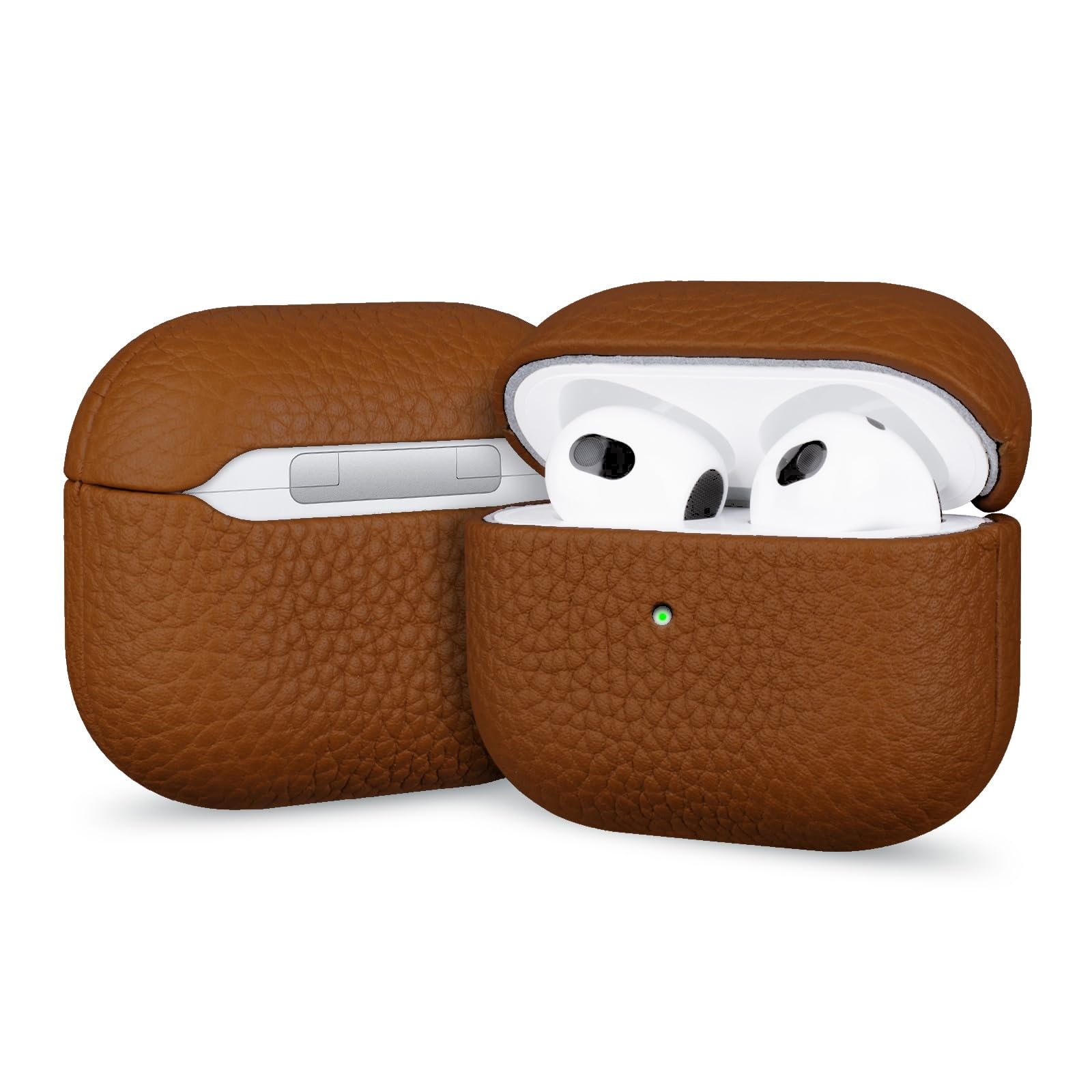 Custodia In Vera Pelle Per AirPods 4 Con Cancellazione Attiva Del Rumore - Design Litchi, Ricarica Wireless, Kit Pulizia Incluso