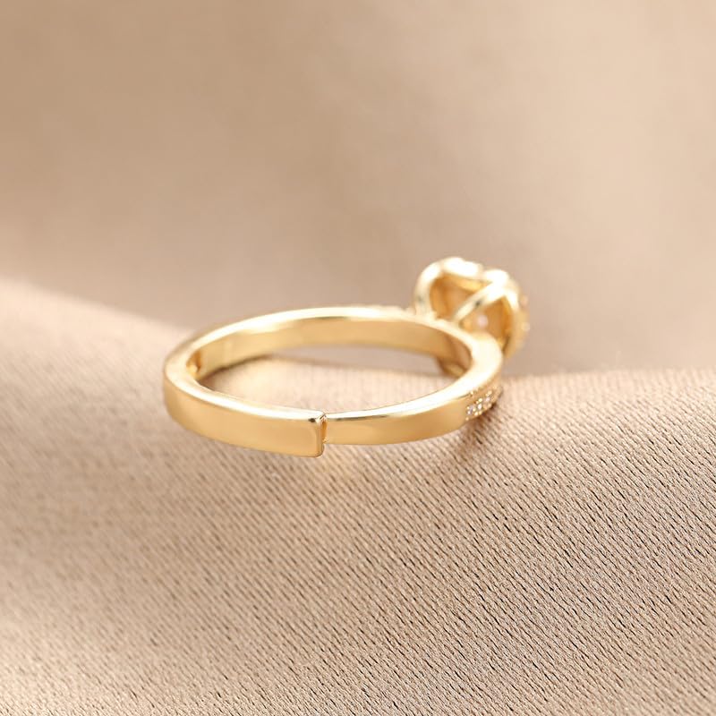 1Pc Sweet Fashion Heart Shaped Zirconia Gold Plated Open Ring Luxury Exquisite Sparkling Cubic Adjustable Rings Daily Wear Party Birthday Valentine's Day Engagement Wedding Jewelry Gifts for Women2