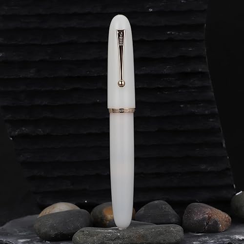 Vista 59 de Jinhao 9019 - Pluma estilográfica acrílica, tamaño 8, punta fina con convertidor de tinta, color rojo vino transparente, diseño clásico, bolígrafo